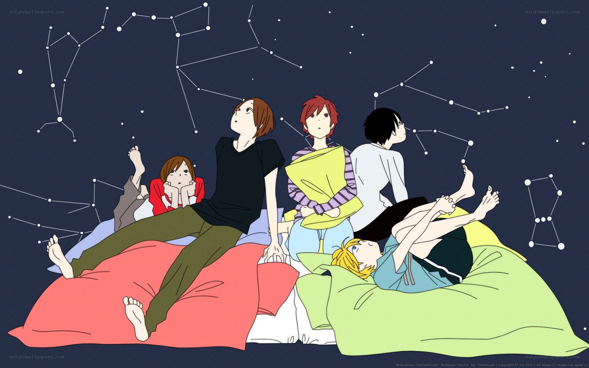 Friends stargazing together