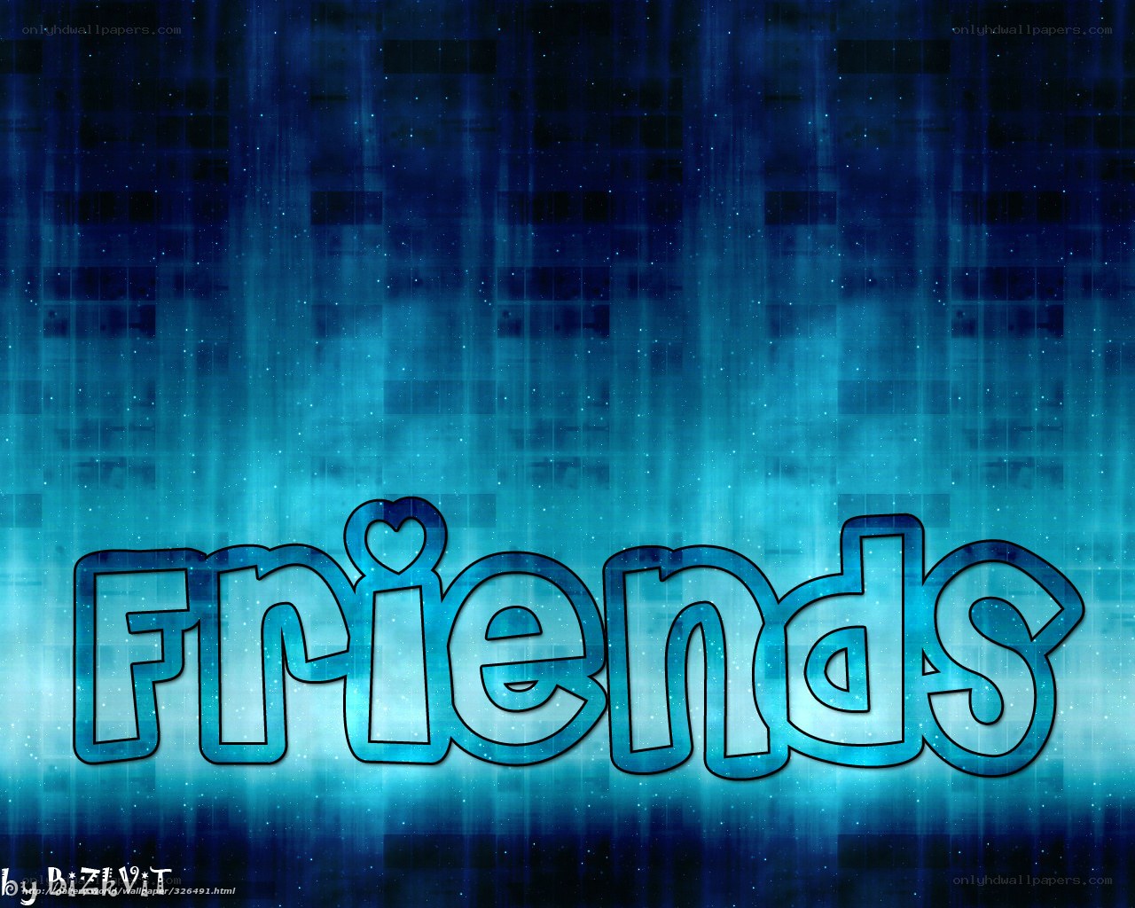 Friends text on blue background
