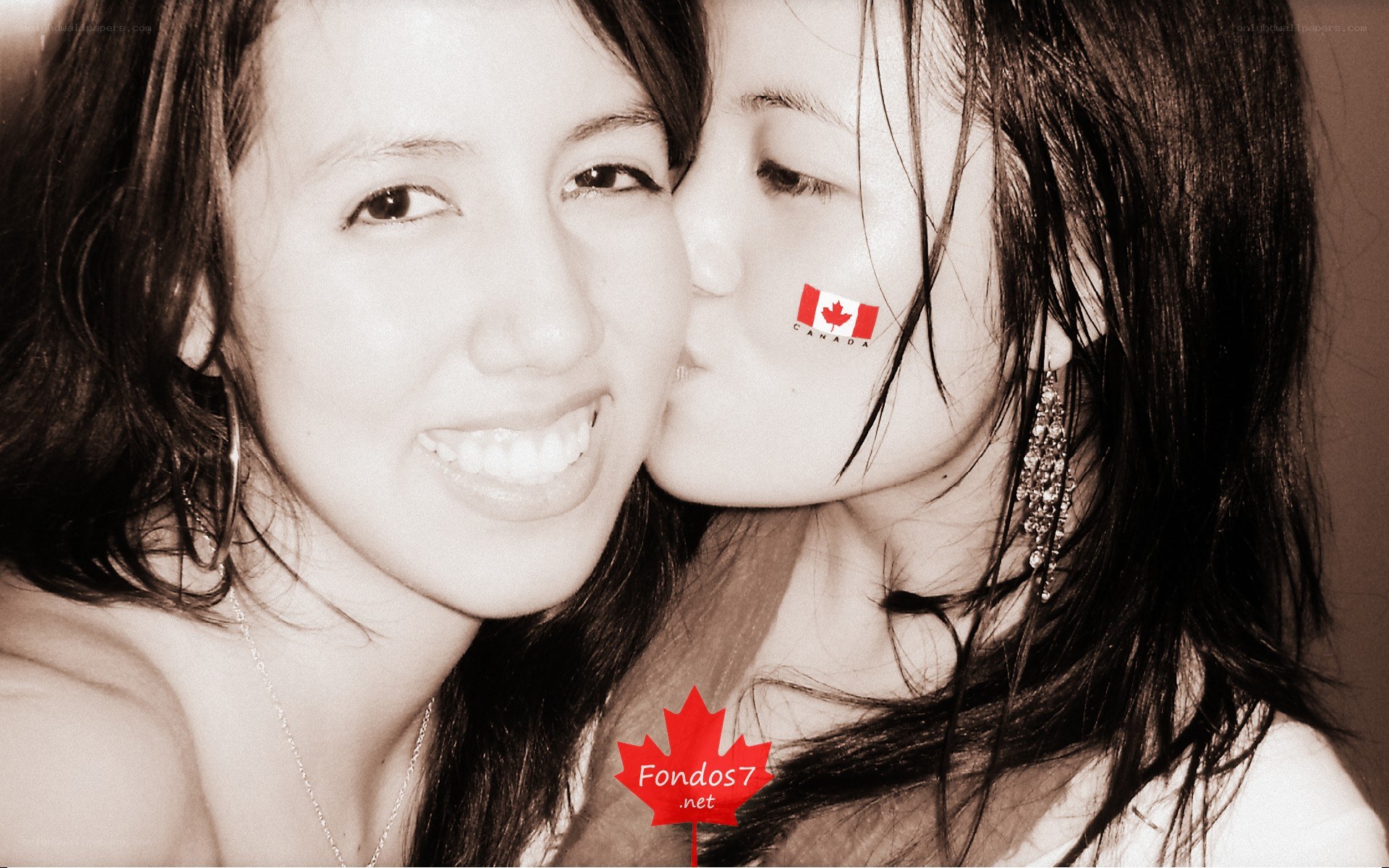 Friends with Canadian flag