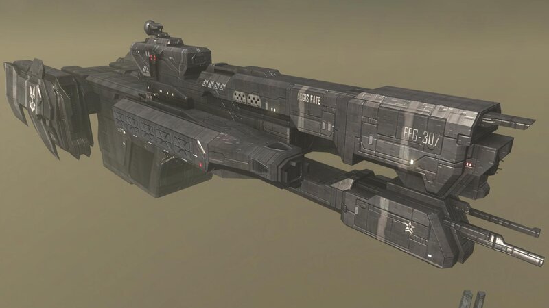 Frigate ship in space
