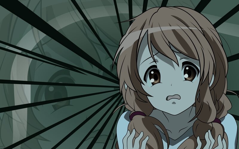 frightened anime girl