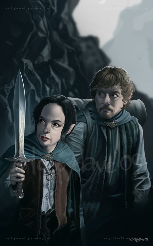 Frodo and Sam in the mountains