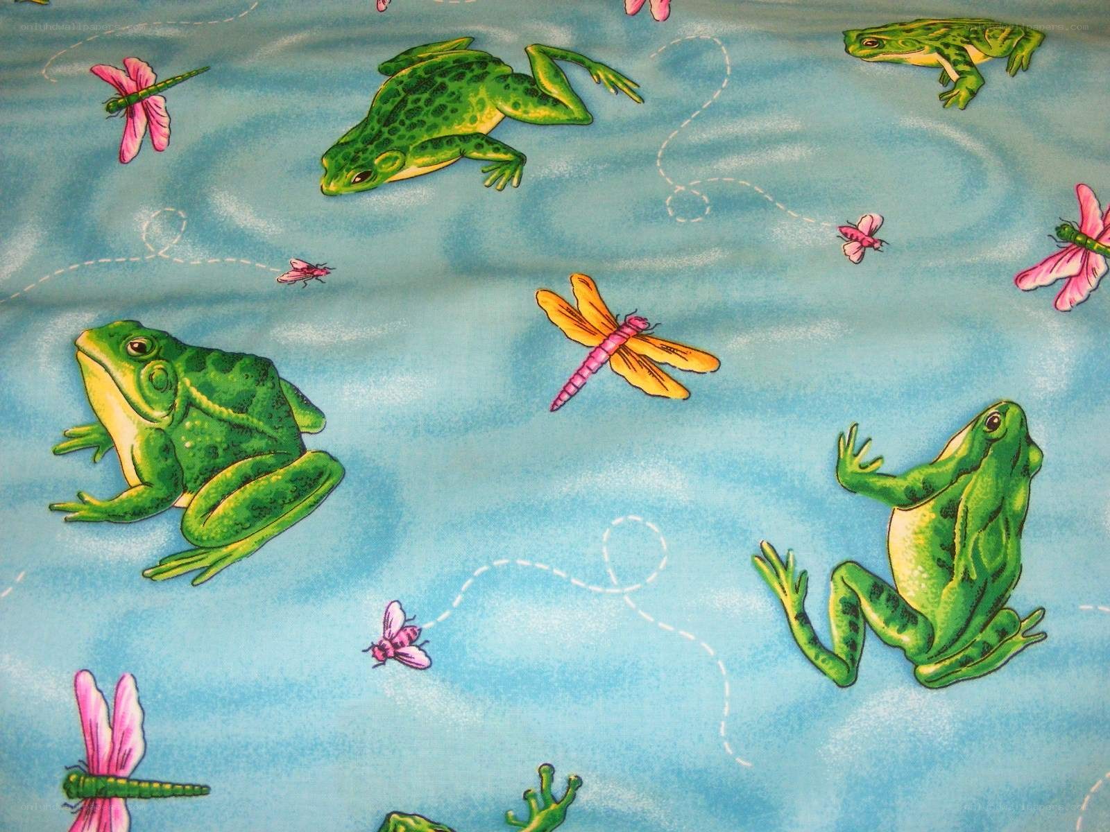 frog and dragonfly fabric pattern