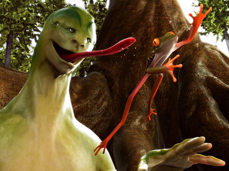 Frog and lizard in jungle