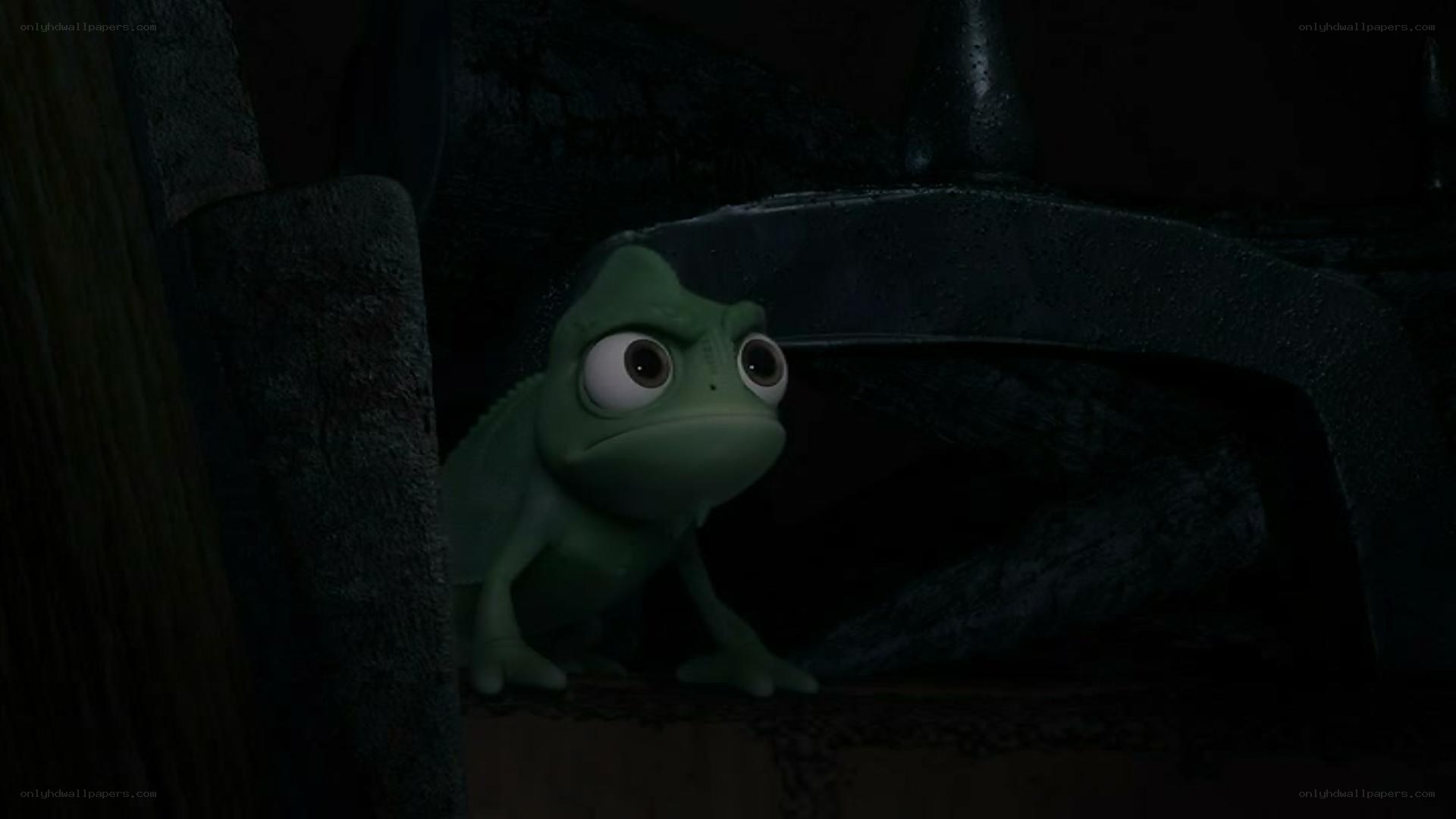 frog character in dark setting