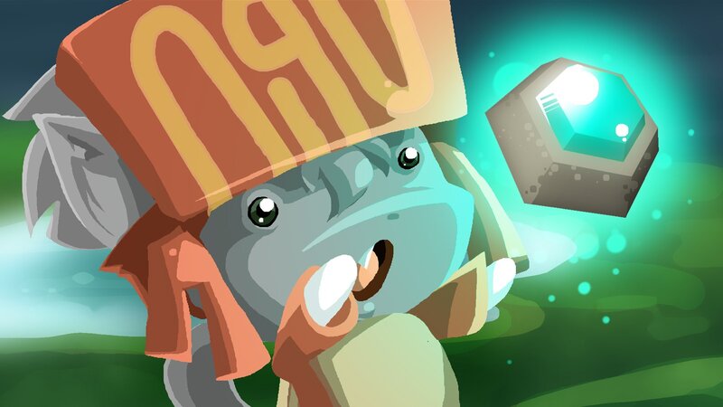 frog character with glowing gem