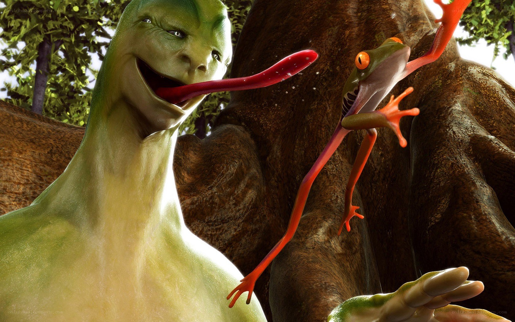 frog character with long tongue
