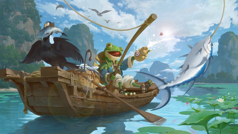 Frog Fisherman in Boat