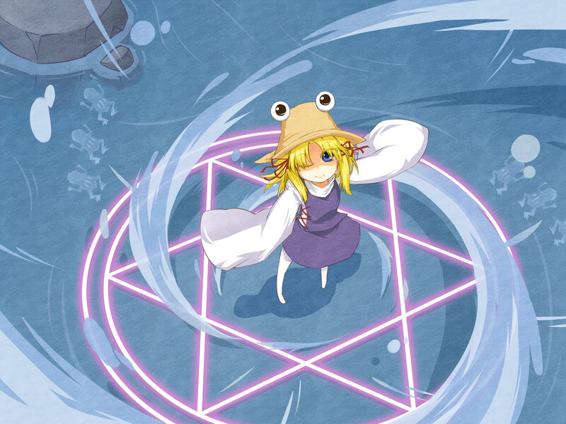 Frog hat girl in magic circle