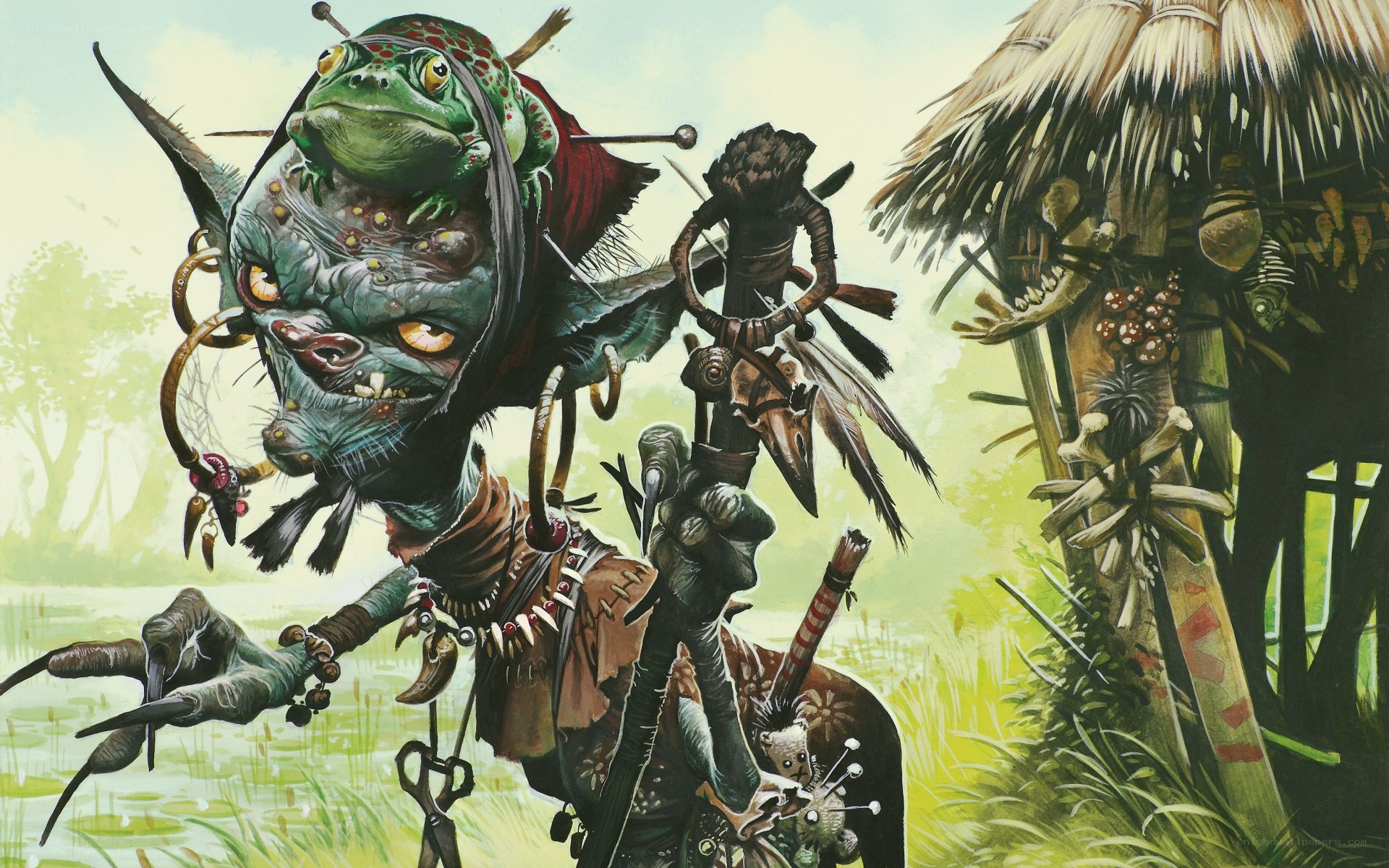 frog-headed creature in swamp