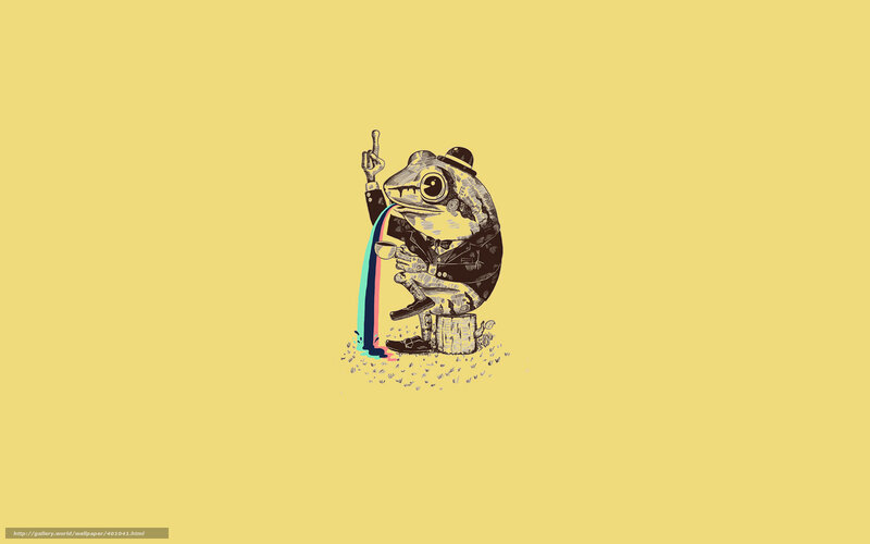 frog in a suit with rainbow