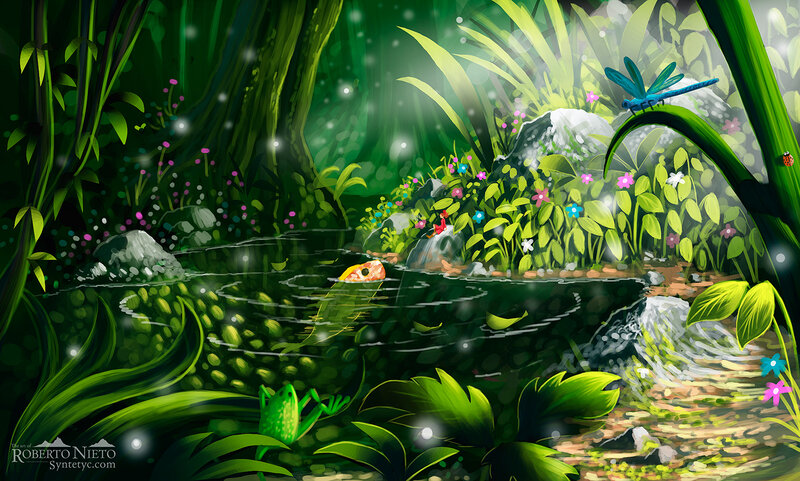 Frog in Forest Pond