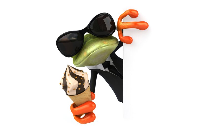 Frog in Suit Holding Ice Cream