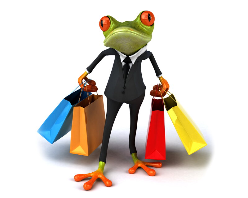 Frog in Suit with Bags
