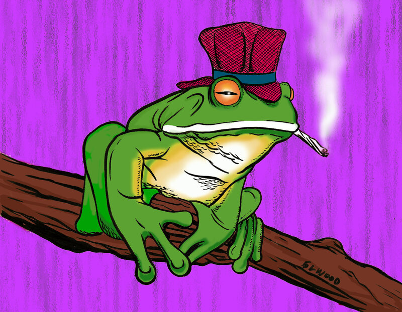 frog in top hat smoking