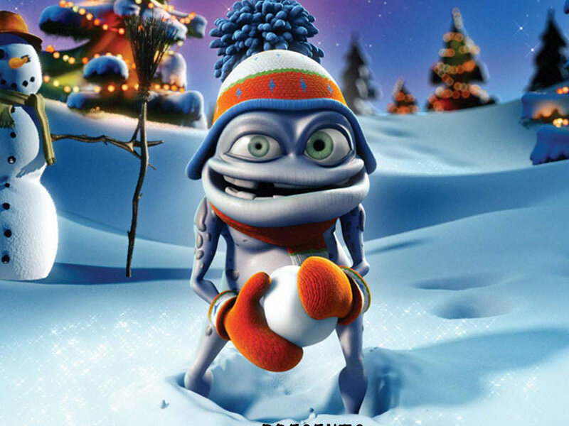 Frog in winter gear