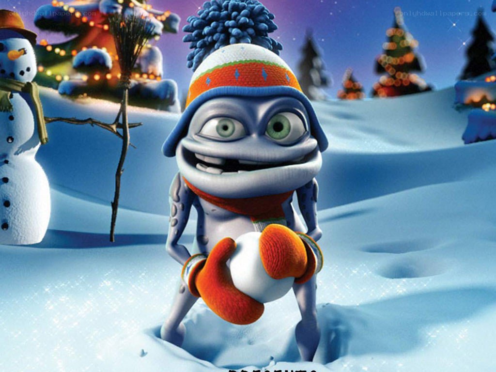 Frog in winter gear