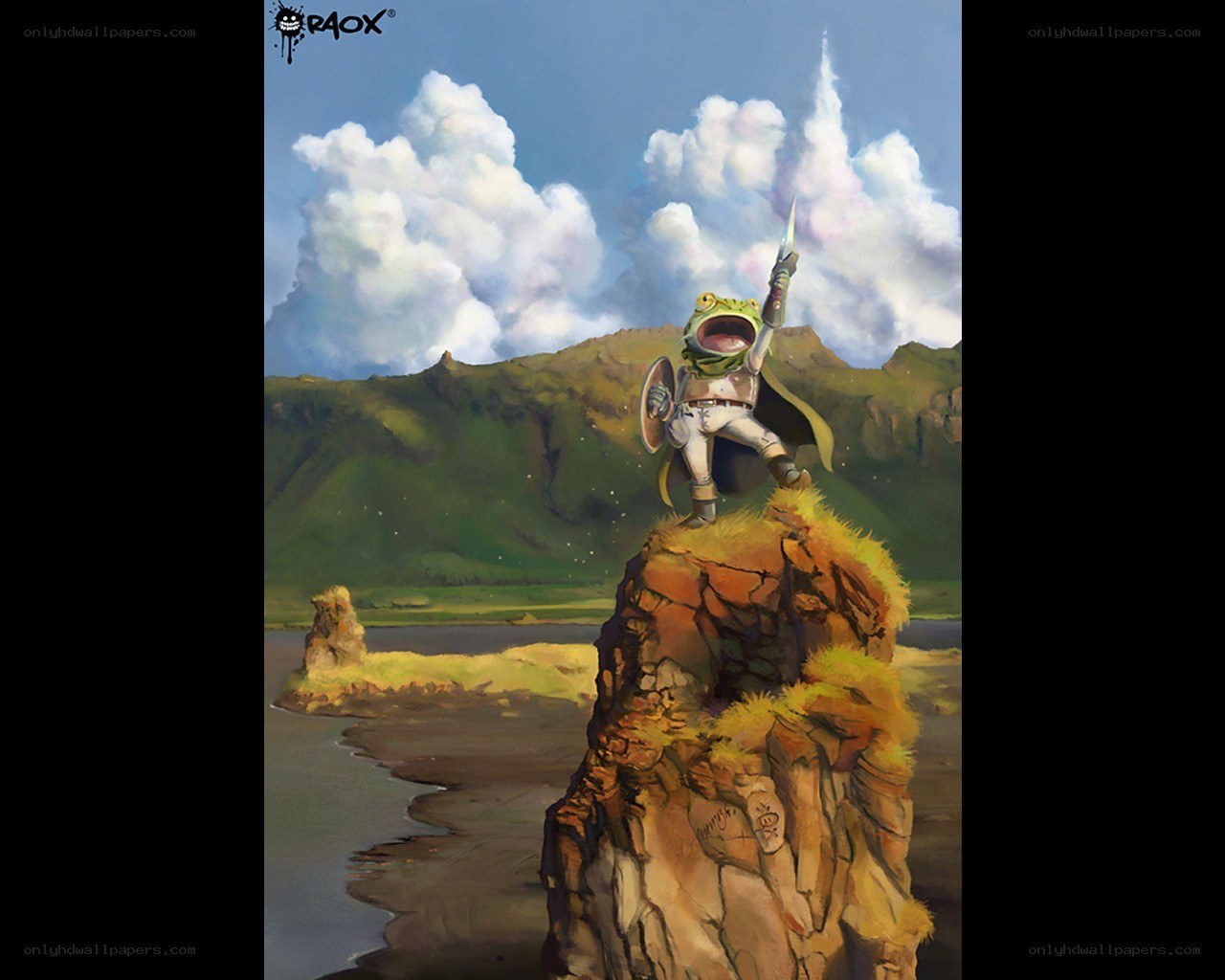 frog knight on a cliff