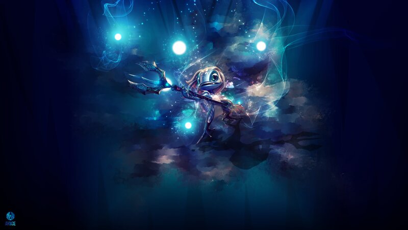 Frog-like Creature with Trident — Blue