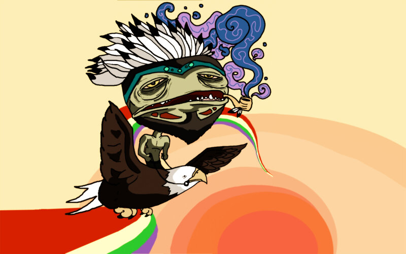 Frog-like Figure with Eagle