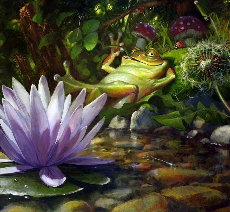 Frog on a Lily Pad — Green