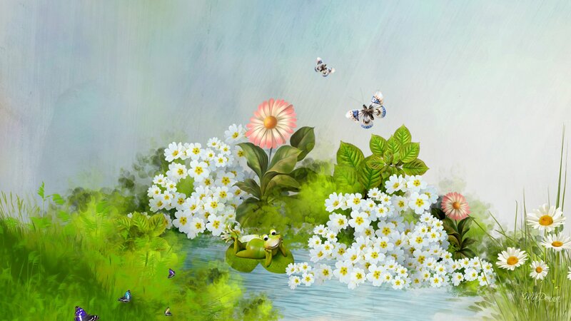 Frog on Lily Pad — Green, Serene