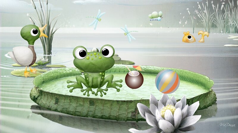 Frog on Lily Pad — Green