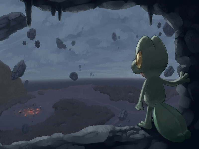 Frog Pokémon in a cave