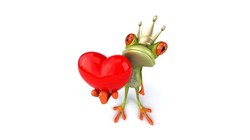 frog prince holding heart