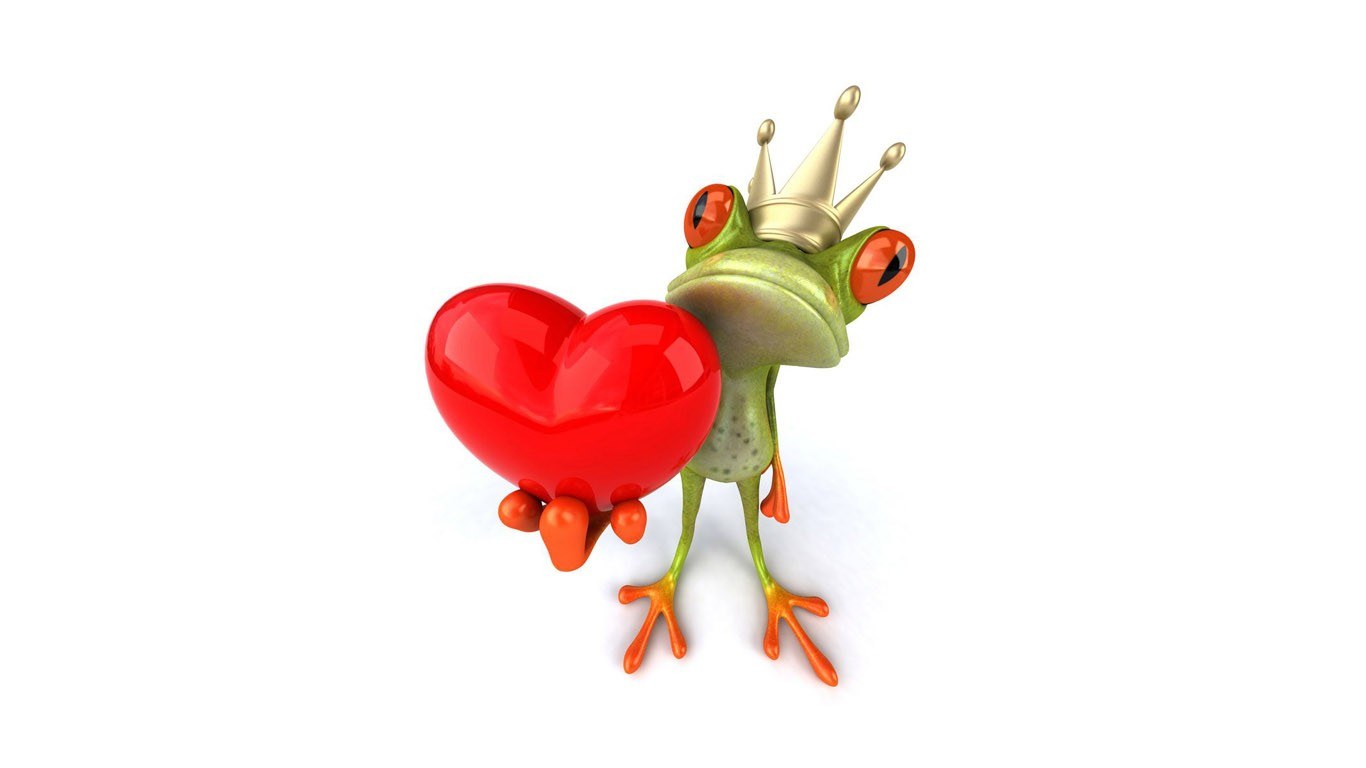 frog prince holding heart