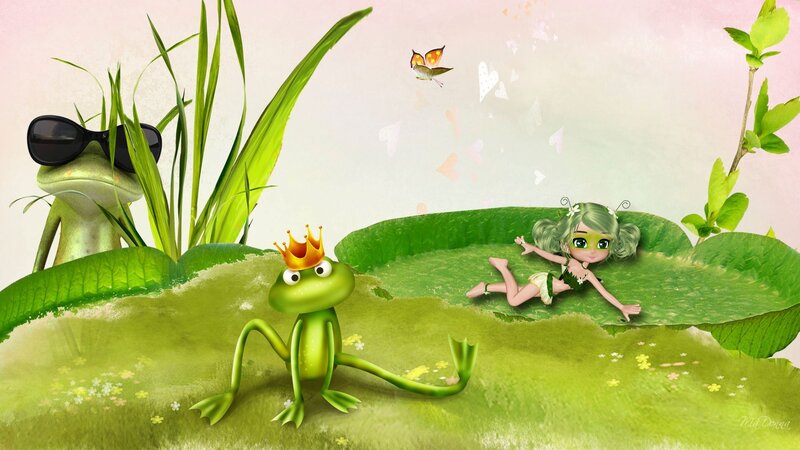 Frog Prince on Lily Pad — Green, Whimsical