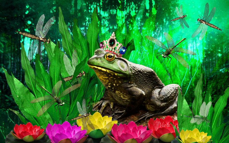 Frog Wearing a Crown — Green
