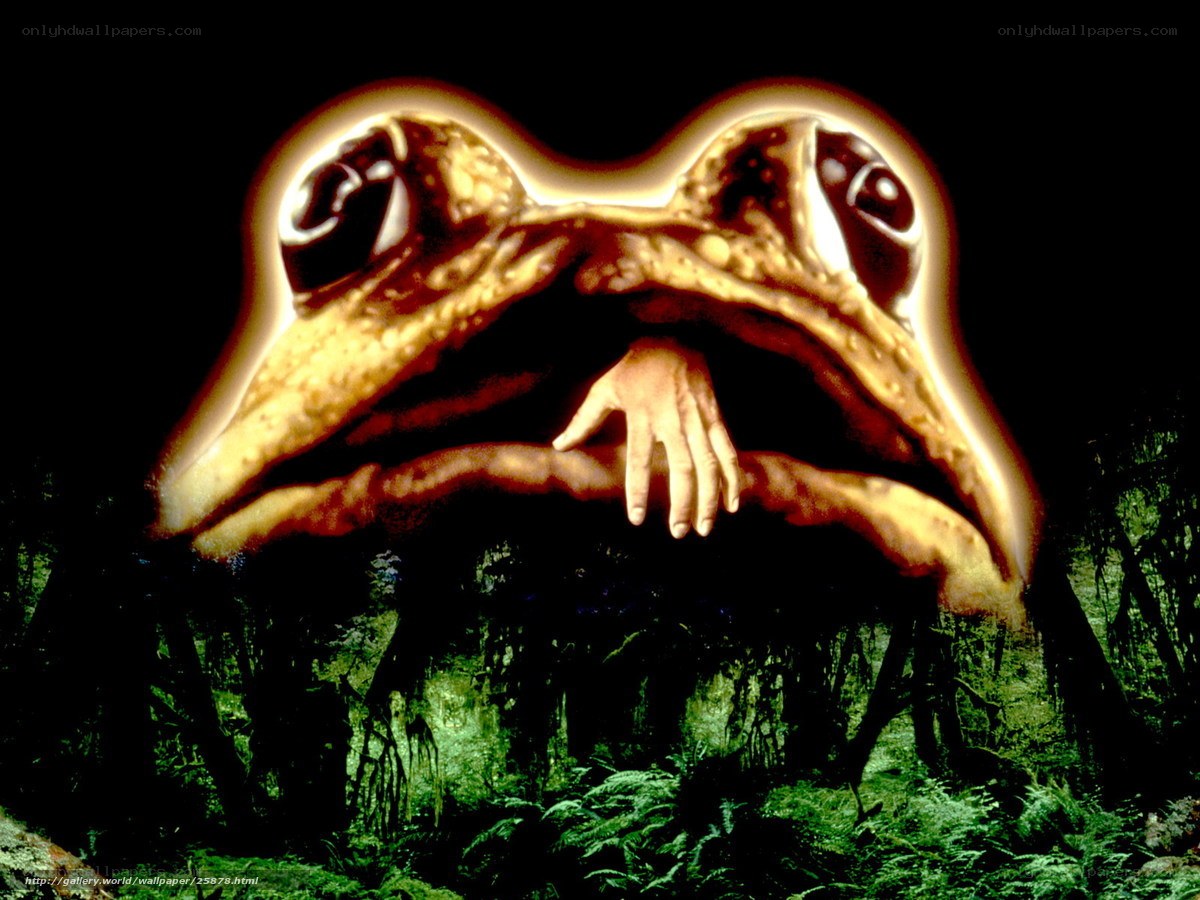 frog with hand in mouth