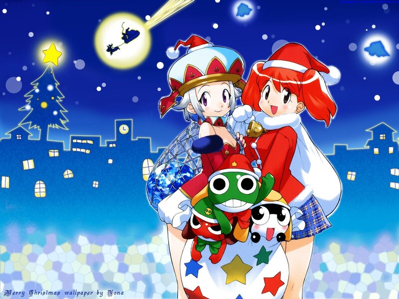 Frogger characters at Christmas