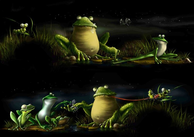 Frogs Catching Insects