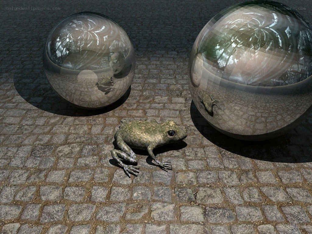 Frogs in glass spheres