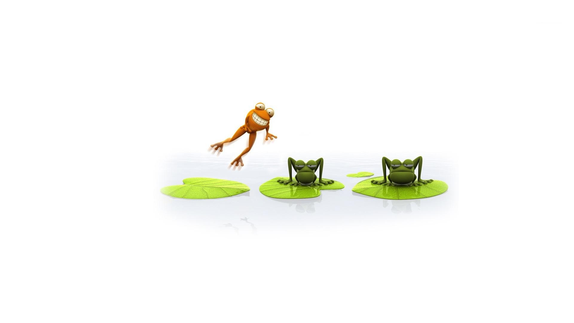 Frogs on lily pads
