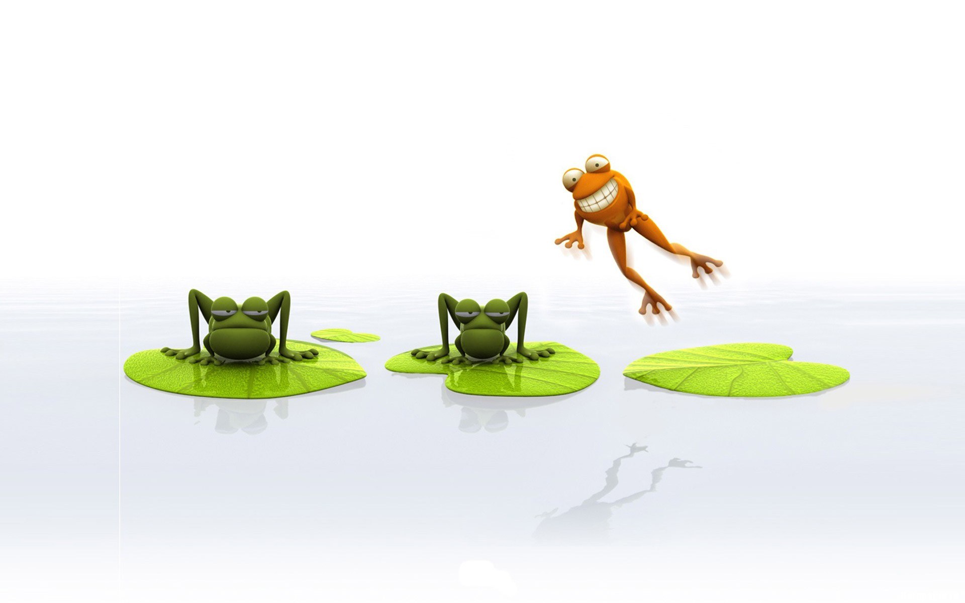 Frogs on lily pads