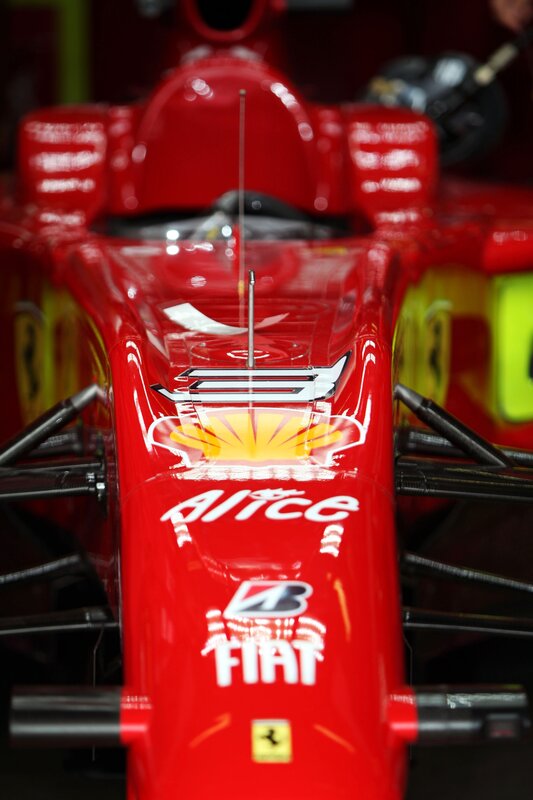 Front of a red racing car