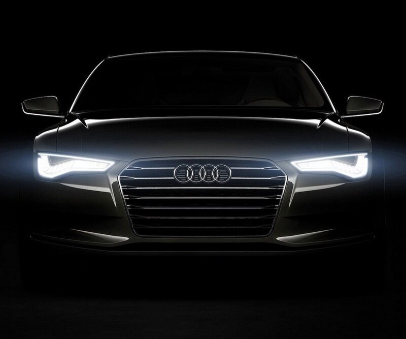 Front of Black Audi Car — Dramatic, Night, Photograph
