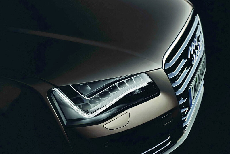 Front of Black Audi Car — Dramatic, Photograph, Headlight, Grille