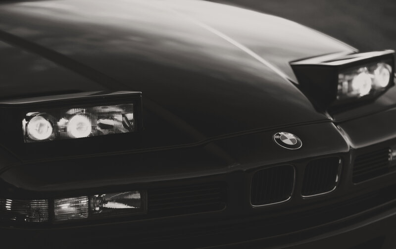 Front of Black BMW — Dramatic