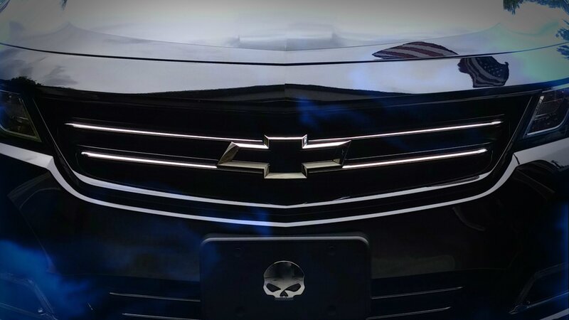 Front of Black Car — Dramatic, Photograph, Grille