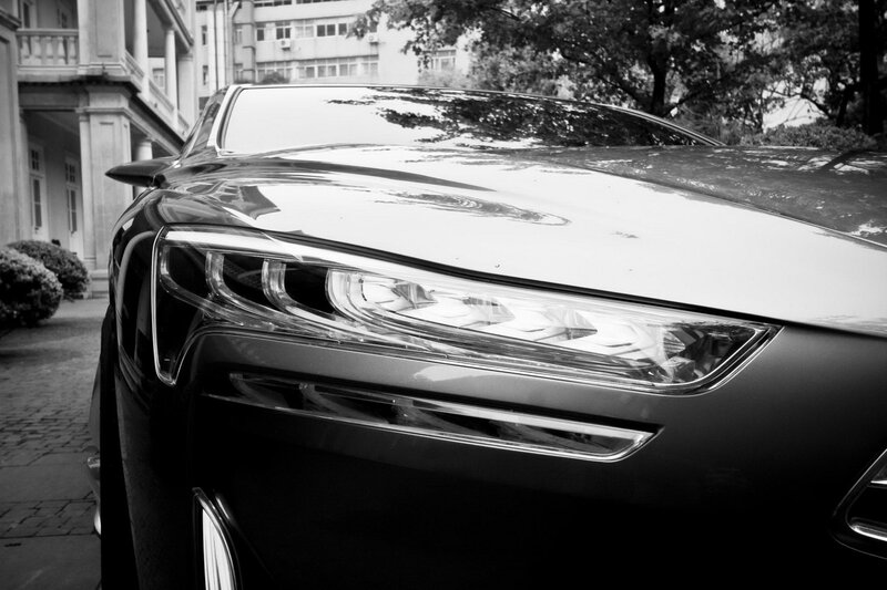 Front of Black Car — Dramatic