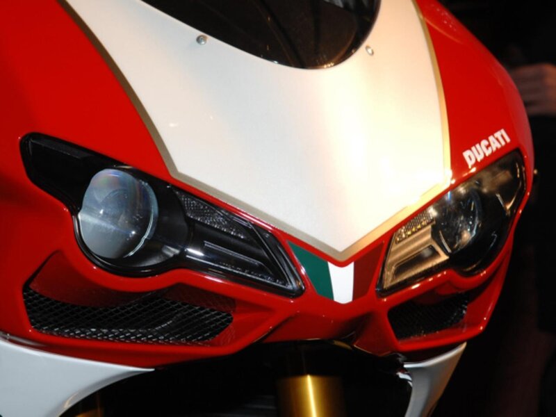 Front of Red Motorcycle — Dramatic
