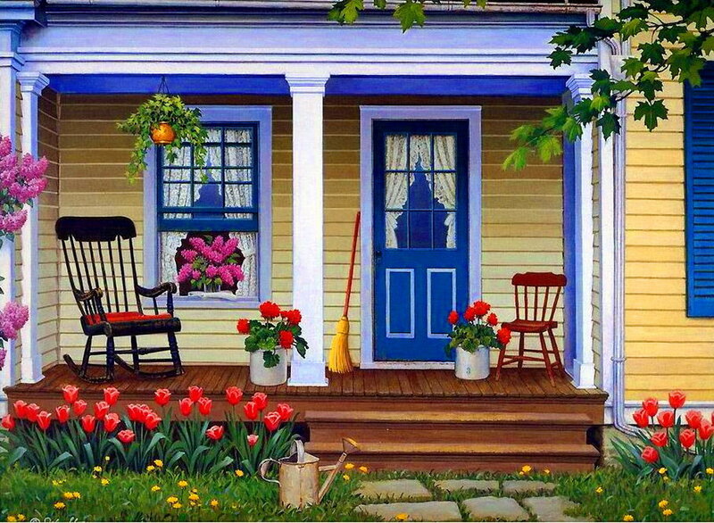 Front Porch of House — Yellow