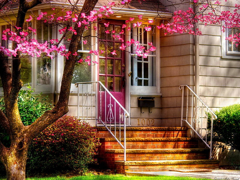 Front Porch with Pink Door