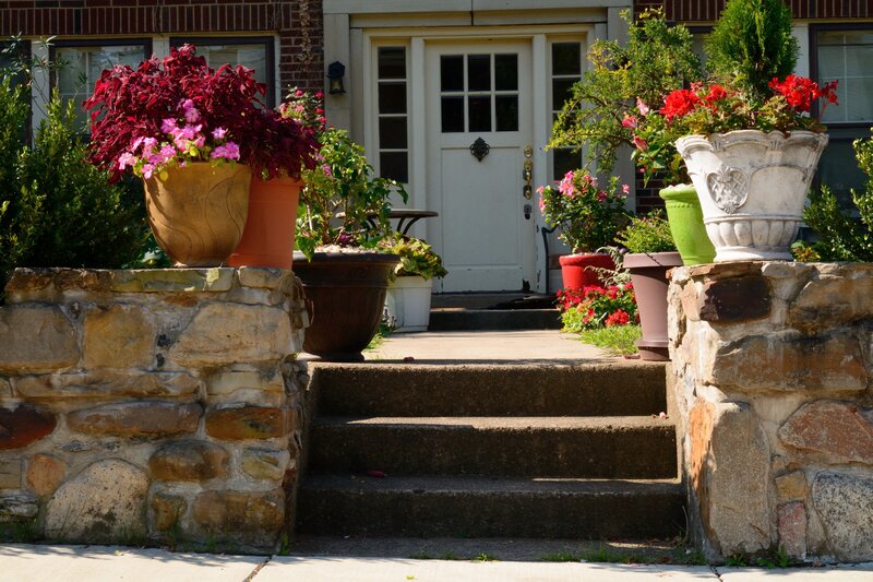 Front Porch with Potted Plants