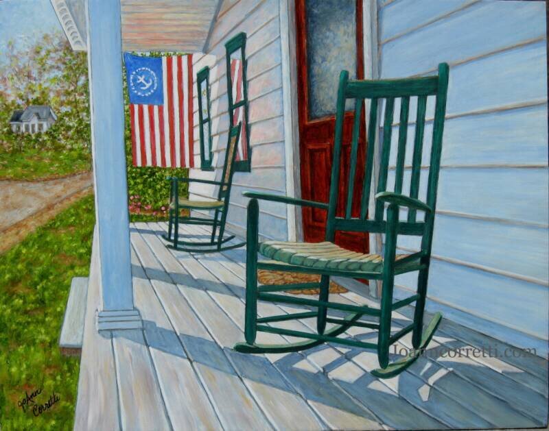 Front porch with rocking chairs