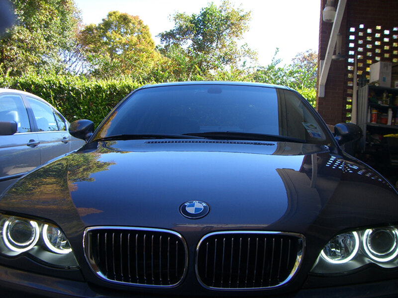 front view of a black BMW